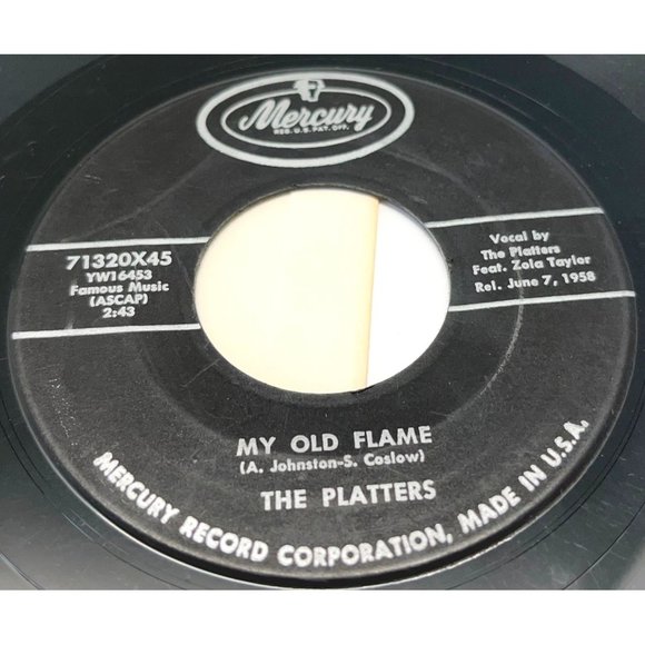 The Platters You're Making a Mistake / My Old Flame 45 DooWop Mercury 1958 - Picture 2 of 6